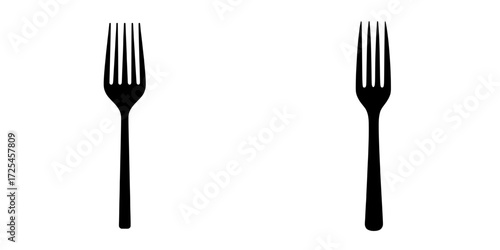 The Fork Silhouette presents a minimalist black and white fork design, suitable for elegant menus and designs