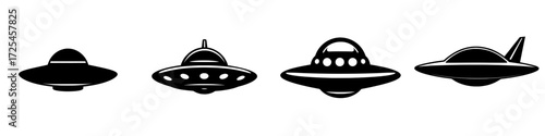 The image of a UFO is instantly recognizable, typically depicted as a black silhouette with a rounded top and radiant beams emanating from the underside, inspiring an air of enigma and fascination