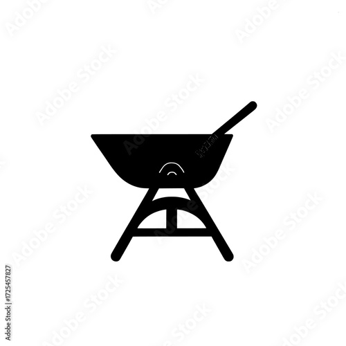 Wheelbarrow Silhouette is the name given to a minimalist silhouette of a wheelbarrow in black and white, a classic representation of hard work, construction, and gardening, used to convey themes of