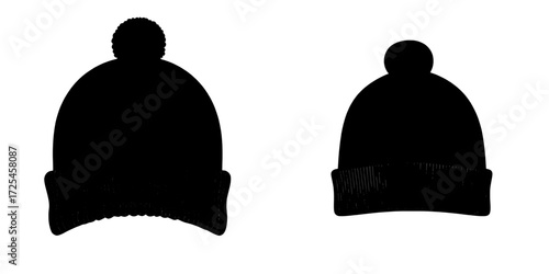 A minimalist silhouette of a black beanie, a classic winter essential, is ready for any design project needing a sleek and modern touch, as embodied by the Black Beanie Silhouette