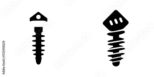 The Black Screw Icon is a simple yet bold illustration of a black screw, making it perfect for use in industrial, construction, or DIY projects, with the screw being precisely and detailedly depicted