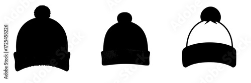 The Beanie Hat Icon is a minimalist symbol depicted in black and white, ideal for signifying winter fashion, comfort, and warmth, with its simple design making it versatile for use on websites and