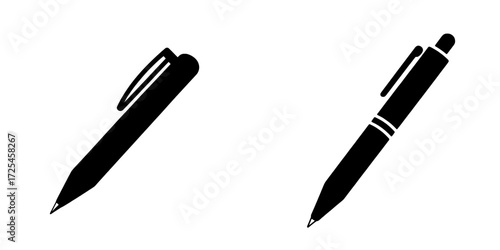 The Black and White Pen Icon represents a straightforward yet potent symbol of a pen in black and white, embodying the concepts of writing, communication, and creativity, making it perfect for
