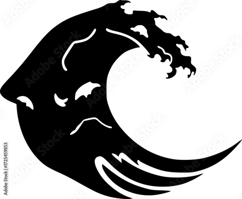 Sea tide wave silhouette vector