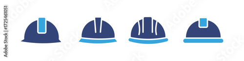 Vector art of blue construction helmet icon. hard hat symbol. vector illustration