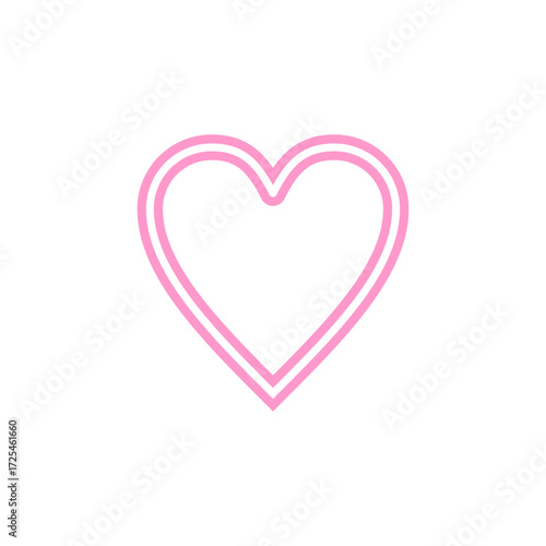 A pink heart shape outlined twice on a white background, symbolizing love and affection.