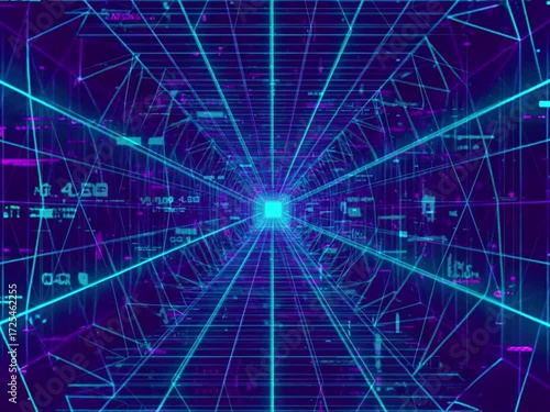Futuristic neon tunnel loop animation with glowing lights and cyberpunk vibe. Perfect for VJ loops, motion graphics, music visuals, and digital backgrounds.