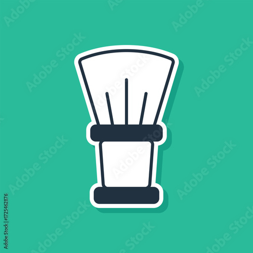 Blue Shaving brush icon isolated on green background. Barbershop symbol. Vector