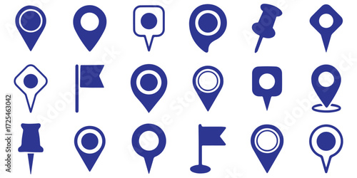 Set of location pin icons. location pin place marker. Location icon. Map marker pointer icon set. Modern map markers. Pin icon vector isolated on white background. Vector illustration, eps 10.