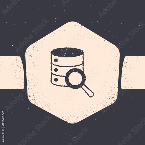 Grunge Server, Data, Web Hosting icon isolated on grey background. Monochrome vintage drawing. Vector