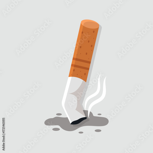 Cigarette butt icon, cigarette butt vector icon for web isolated on white background