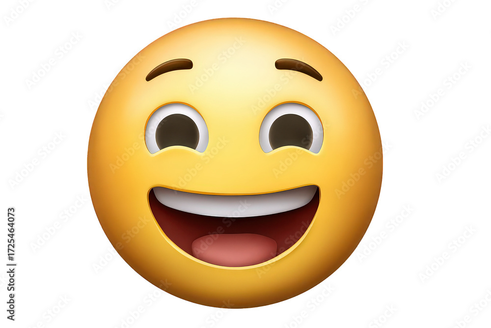 Fototapeta premium Smiling Yellow Emoji on Transparent Background