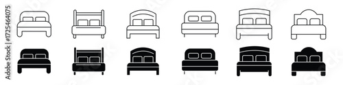 Vector art of collection of bed icons. bedroom symbol. bed line icon. vector illustration 