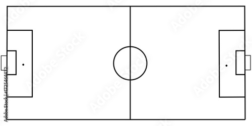 Football fields top view. Soccer grass fields with chalk lines. Green grass field background. Vector Football - Soccer Field. Scheme and marking of the football field, soccer field.