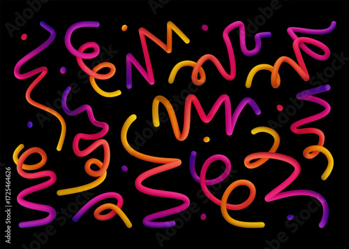 Wallpaper Mural Colorful Abstract Line Art Against Black Background in Vibrant Gradient Shades Torontodigital.ca