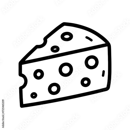 thick line illustration of a cheese wedge