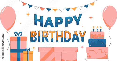 happy birthday card with birthday cake