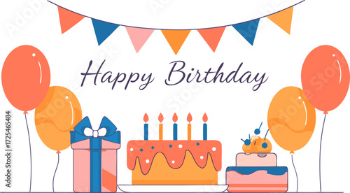 happy birthday card with cake