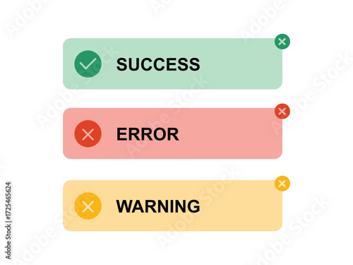 Vector art of success error and warning message