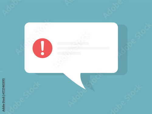 Vector art of exclamation mark in speech bubble on blue background illustration