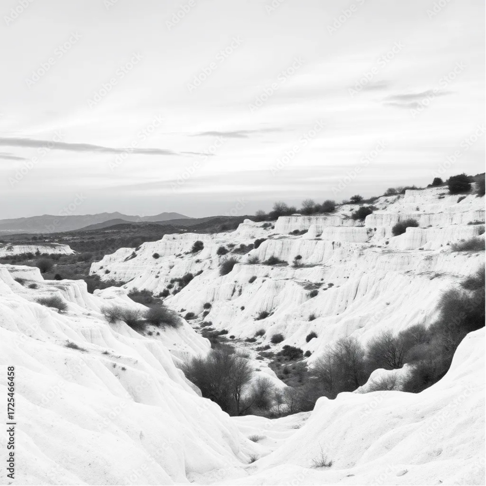 custom made wallpaper toronto digitalA watercolor painting depiction of Pamukkale during twilight in autumn, under windy conditions, capturing unique natural textures and atmospheric mood.