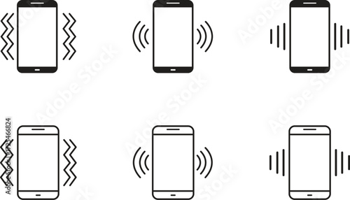 Set of Smartphone Icons for Ringing and Vibration

