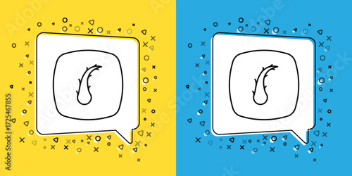 Set line Human hair follicle icon isolated on yellow and blue background. Hair care treatment. Vector