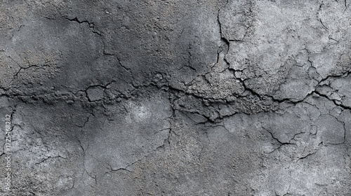 Industrial cement texture with weathered cracks and coarse particles, seamless dark gray surface for loft interiors and commercial flooring

