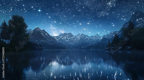 3D Starry Night Sky with Animated Shining Stars
