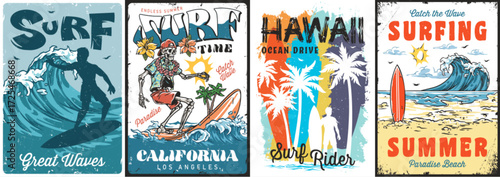 Enjoy summer surfing at the beach in California