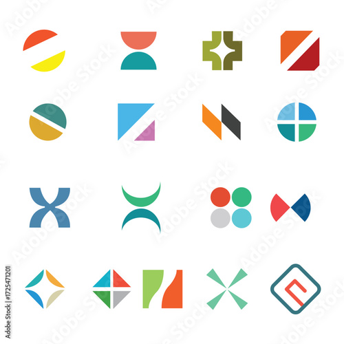 Mega logo symbol bundle. set of colorful abstract logo design for company branding. Logo Design vector