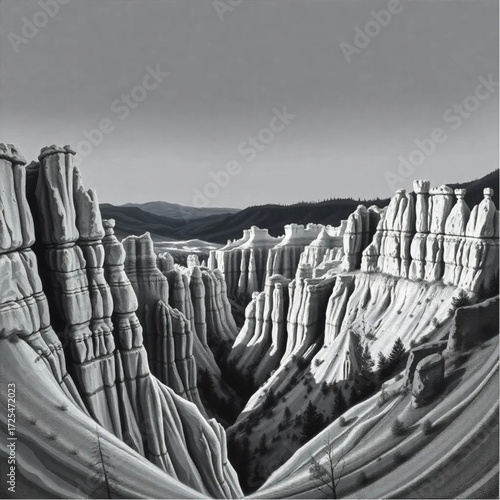 A oil painting depiction of Bryce Canyon during midnight in spring, under clear sky conditions, capturing unique natural textures and atmospheric mood.