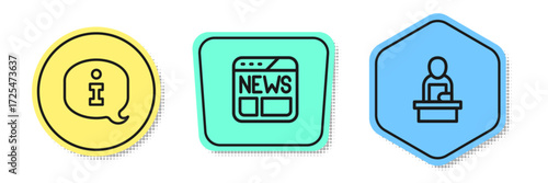 Set line Information, News and Breaking news. Colored shapes. Vector