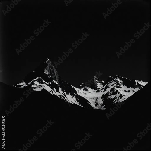 A vintage film depiction of Torres del Paine during midnight in summer, under windy conditions, capturing unique natural textures and atmospheric mood.