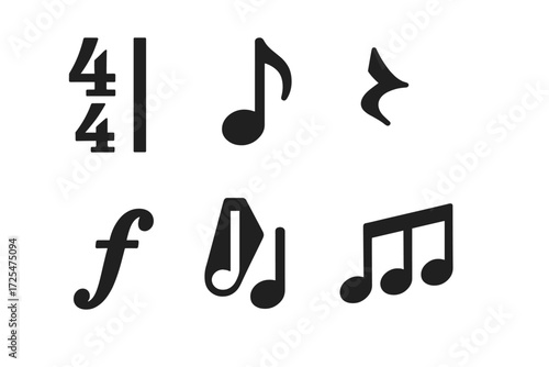 Minimalist blackout musical symbols on dark gradient background
