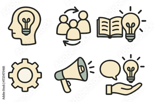Creative concepts: hand-drawn icons for innovation and collaboration