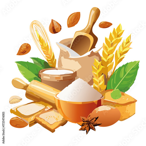 ingredients for baking vector graphic design for christmas cookies 