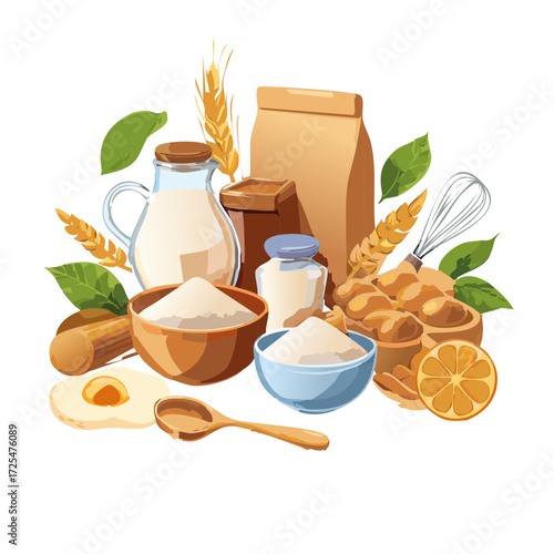 ingredients for baking vector graphic design for christmas cookies 