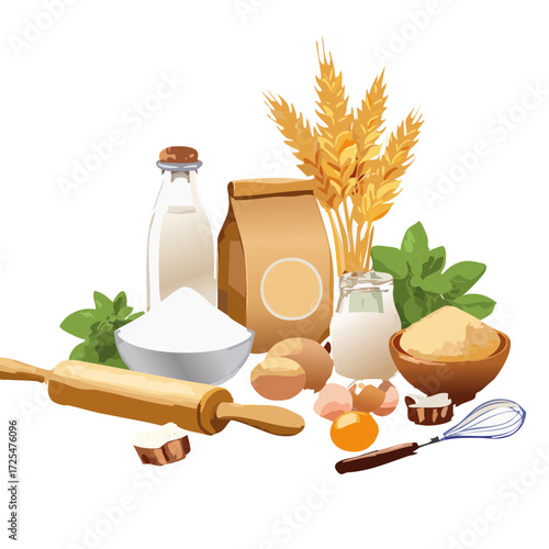 ingredients for baking vector graphic design 