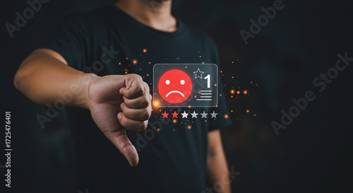 Customer feedback thumbs down for dissatisfaction negative review online survey and feedback customer service evaluation