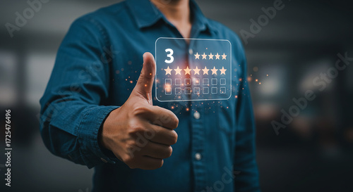 Customer feedback 3 stars rating experience review business services evaluation score satisfaction quality online survey