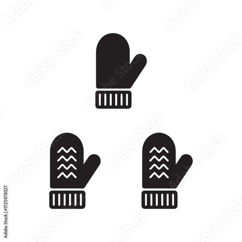 Mittens Knit Solid Decorative Icon Collection