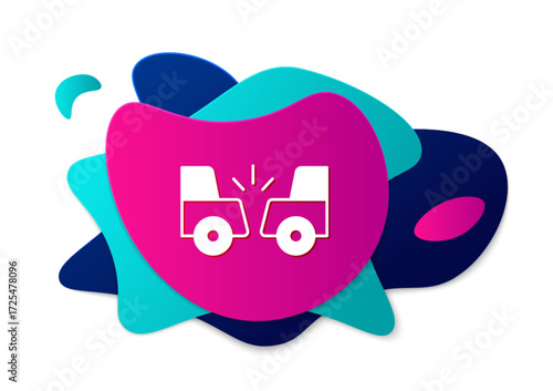 Color Car accident icon isolated on white background. Auto accident involving two cars. Abstract banner with liquid shapes. Vector