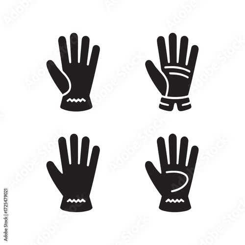 Leather Gloves Solid Icon Collection Bundle