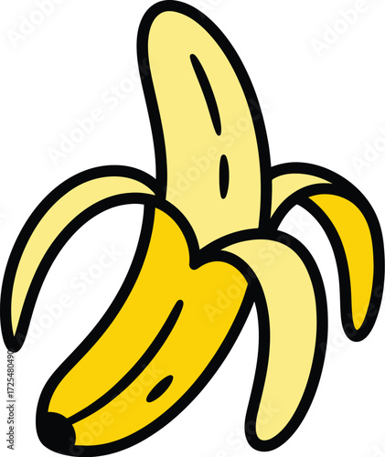 Banana fruit vector illustration peeled banana clip art healthy food drawing design