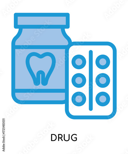 Dental drug medical flat glyph illustration