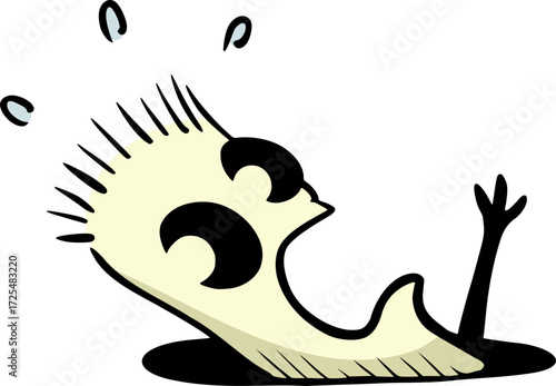 Design of character falling in hole
