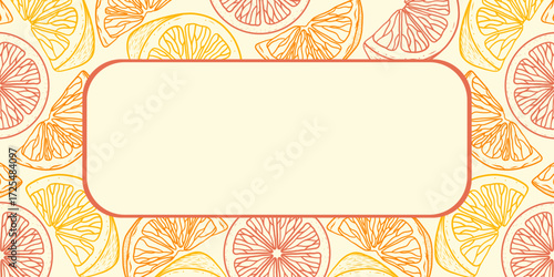 Flat lay frame with lemon, orange, and grapefruit slices on a white background. Frame is for a summer theme, drink flyers, and an organic banner.