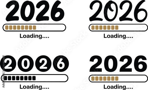 Four progress bars indicating the loading of the year 2026, symbolizing anticipation and the passage of time.