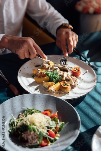 Wallpaper Mural A vibrant salad on an elegant plate showcases a sophisticated dining experience and culinary artistry Torontodigital.ca